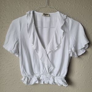 Show Me Your MuMu White Ruffle Crop Top